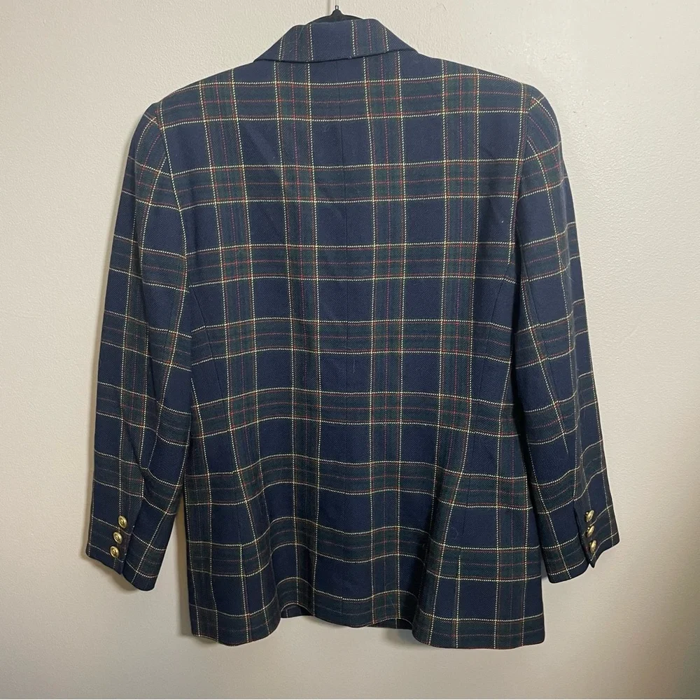 Talbots Vintage Plaid Wool Blazer size 8 petite - Picture 4 of 8
